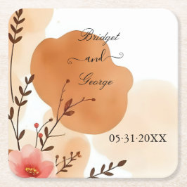 Posavasos Cuadrado De Papel Acuarela de moda de otoño