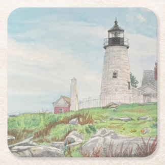 Posavasos Cuadrado De Papel Acuarela de Pemaquid Point