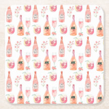 Acuarela Floral y diseño de vino Rosa.