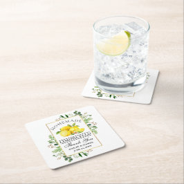 Posavasos Cuadrado De Papel Acuarela Lemons Greenery Gold Limoncello