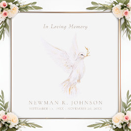 Posavasos Cuadrado De Papel Acuarela Monumento a la paloma blanca del funeral 