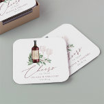 Posavasos Cuadrado De Papel Acuarela Vino Rojo Saludos Botánicos para Amar<br><div class="desc">Estas elegantes catas de vino son perfectas para duchas de novias, fiestas de compromiso o cenas de ensayo en bodega, sala de degustación o viñedo. El diseño incluye una botella de vino tinto de Borgoña y dos vasos de vino, además de hojas de eucalipto y follaje de color verde acuático....</div>
