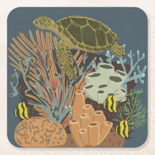 Posavasos Cuadrado De Papel Acuario Vintage