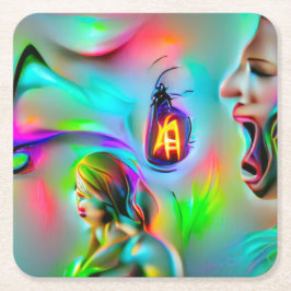 Posavasos Cuadrado De Papel Acusticofobia