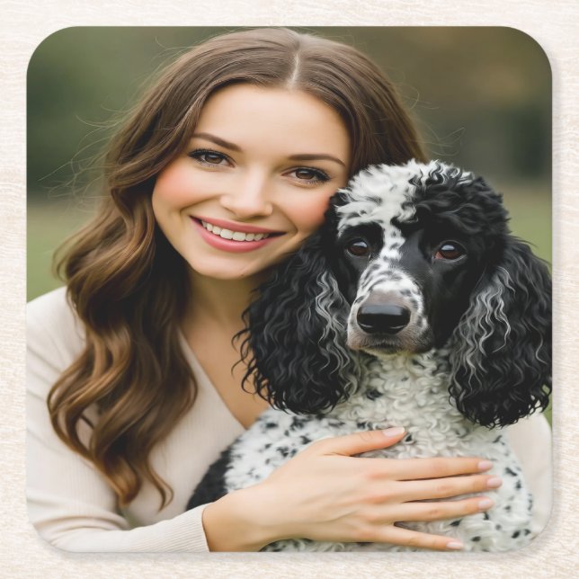 Posavasos Cuadrado De Papel Add Poddle Photo Personalize Customize (Anverso)