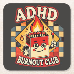 Posavasos Cuadrado De Papel adhd burnout club