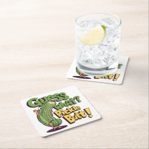 Posavasos Cuadrado De Papel ¡Adivina qué! ¡Culo de pepino! Pepino divertido