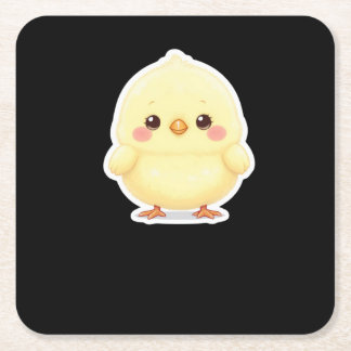 Posavasos Cuadrado De Papel Adorable Fluffy Chibi Chick