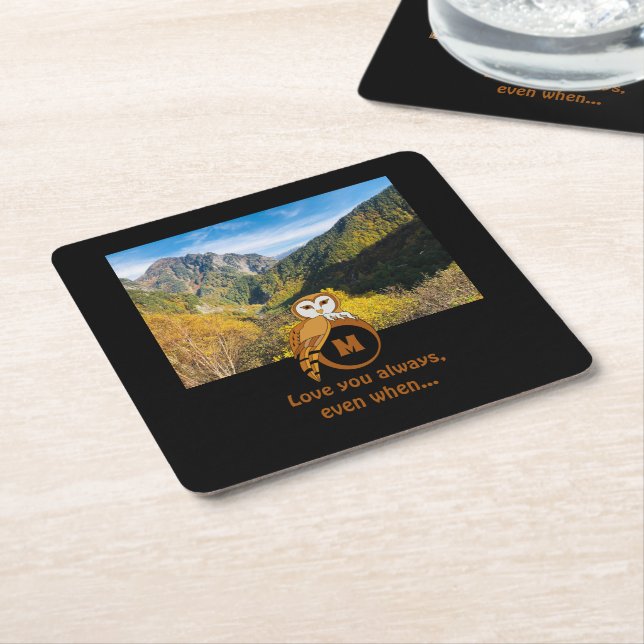 Posavasos Cuadrado De Papel Adorable foto de huevo de monograma de nidificació (En perspectiva)