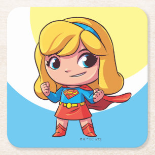 Posavasos Cuadrado De Papel Adorable Supergirl Stance