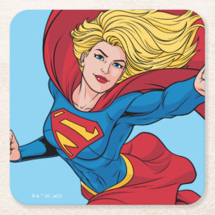 Posavasos Cuadrado De Papel Adorable Supergirl Stance