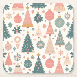 Posavasos Cuadrado De Papel Adornos de árbol de Navidad pastel navideños