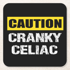 Posavasos Cuadrado De Papel Advertencia Cranky Celiac Funny