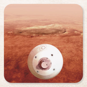 Posavasos Cuadrado De Papel Aeródromo Con Perseverancia Rover Descent To Mars