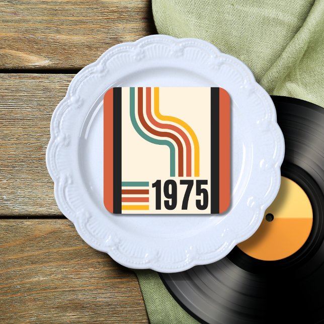 Posavasos Cuadrado De Papel Afiche de época de las franjas retro de 1975 (Subido por el creador)
