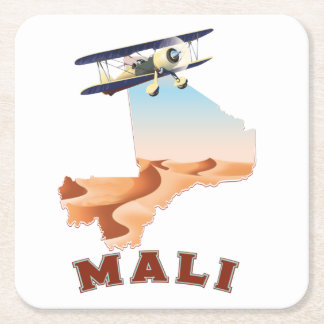 Posavasos Cuadrado De Papel Afiche de viaje del Mapa de Mali