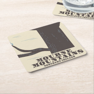Posavasos Cuadrado De Papel afiche de viajes de mourne Mountain