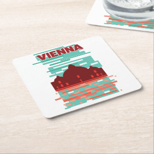 Posavasos Cuadrado De Papel Afiche de Viajes de Viena