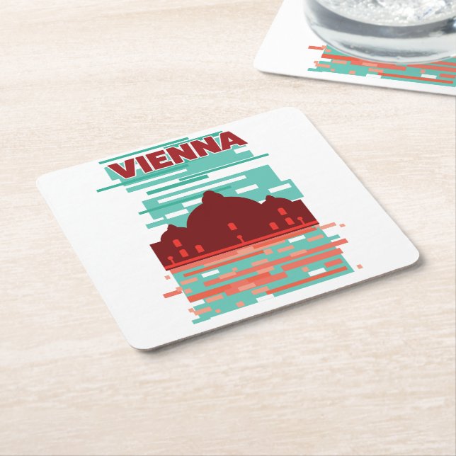 Posavasos Cuadrado De Papel Afiche de Viajes de Viena (En perspectiva)