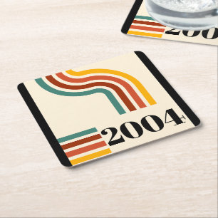 Posavasos Cuadrado De Papel Afiche retro vintage 2004 Cumpleaños