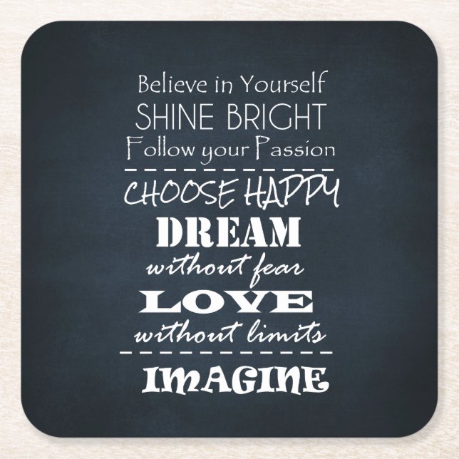 Posavasos Cuadrado De Papel Afirmaciones de citas motivacionales (Anverso)