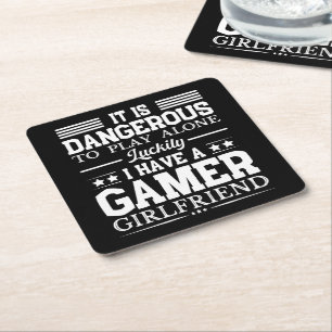 Posavasos Cuadrado De Papel Afortunadamente Tengo Una Pareja Graciosa De Amigo