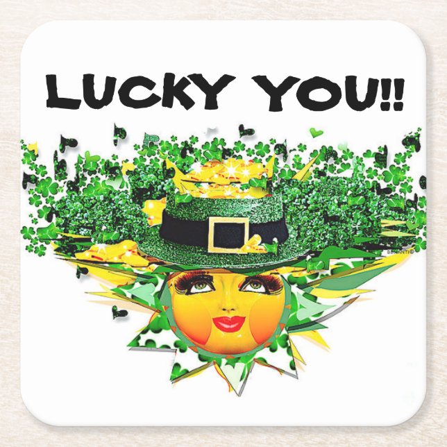 POSAVASOS CUADRADO DE PAPEL ¡AFORTUNADO SOL! (Anverso)