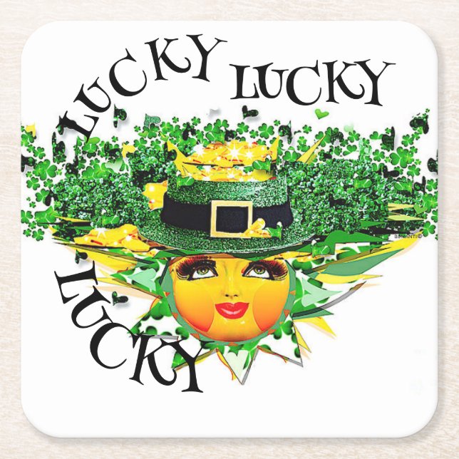 POSAVASOS CUADRADO DE PAPEL ¡AFORTUNADO SOL! (Anverso)