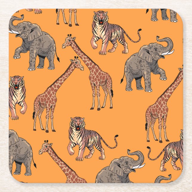 Posavasos Cuadrado De Papel African Animal Pattern (Anverso)
