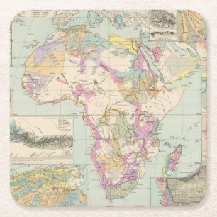 Posavasos Cuadrado De Papel Afrika - mapa del atlas de África