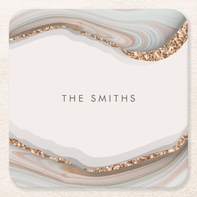 Posavasos Cuadrado De Papel Agante de mármol de piedra (Anverso)