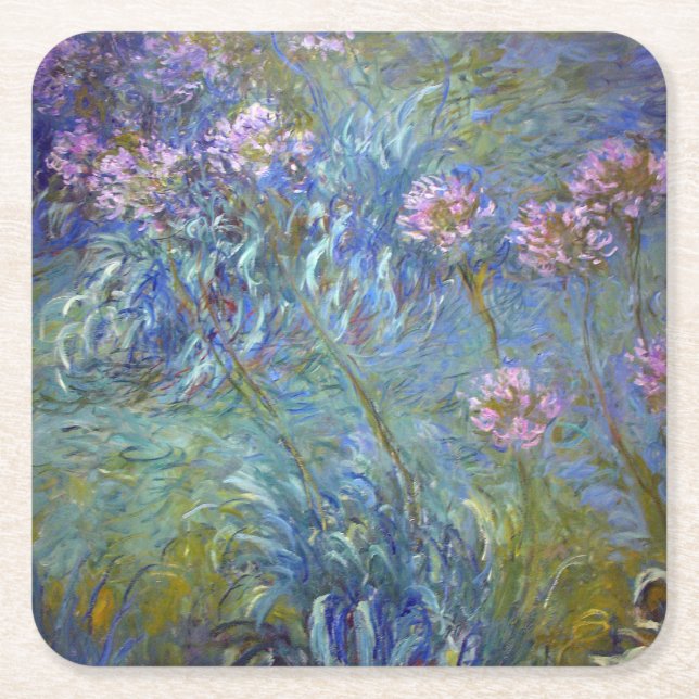 Posavasos Cuadrado De Papel Agapanthus, Monet (Anverso)