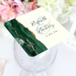 Posavasos Cuadrado De Papel Agate Emerald Green Ivory Gold Boda<br><div class="desc">Esta moderna y elegante montaña boda presenta un diseño de agate geodésico de color verde esmeralda adornado con un falso purpurina de oro. Personalizar fácilmente el texto verde sobre un fondo de marfil, con los nombres de la novia y el novio en caligrafía de escritura a mano sobre una gran...</div>