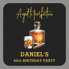 Posavasos Cuadrado De Papel Aged to Perfection Cigar Whiskey 60th Birthday