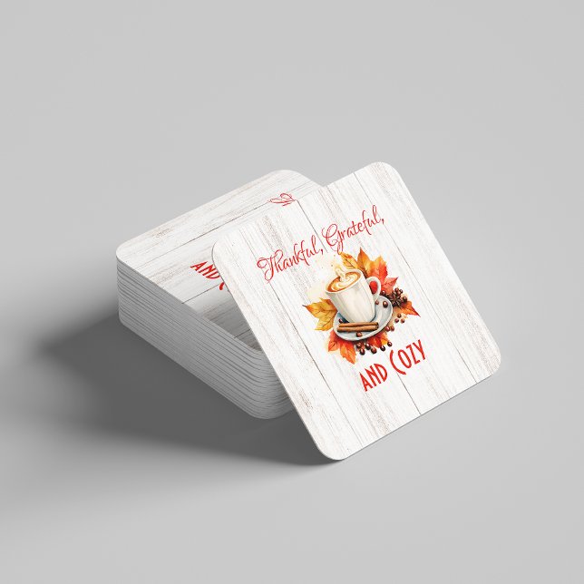 Posavasos Cuadrado De Papel Agradecimiento, agradecido y acogedor - Día de Acc (Subido por el creador)