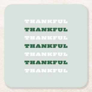 Posavasos Cuadrado De Papel Agradecimiento, Gratitud, Verde
