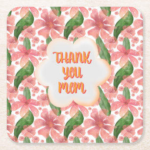 Posavasos Cuadrado De Papel Agradecimiento personalizado y personalizado a Mam
