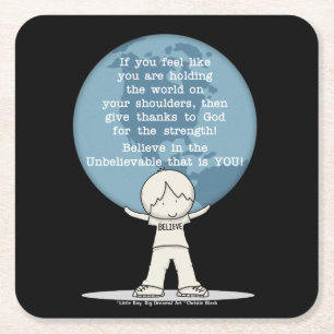 Posavasos Cuadrado De Papel Agradecimiento por la fuerza