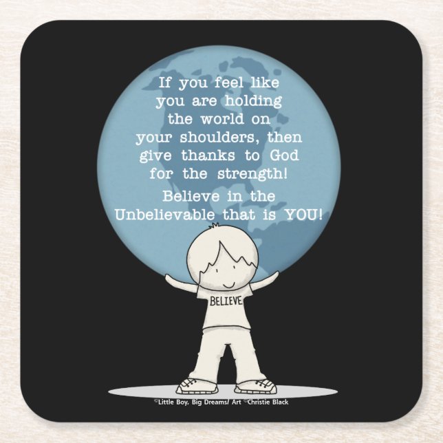 Posavasos Cuadrado De Papel Agradecimiento por la fuerza (Anverso)