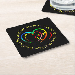 Posavasos Cuadrado De Papel Agregar nombres mensaje de texto - Corazones en ne