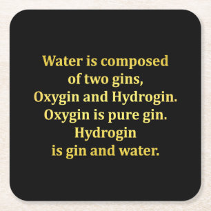 Posavasos Cuadrado De Papel Agua divertida y Chiste Gin