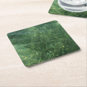 Posavasos Cuadrado De Papel Agua sobre la hierba marina II (azul y verde) Foto