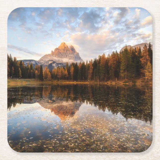 Posavasos Cuadrado De Papel Agua | Tre Cime Di Lavaredo Italia (Anverso)