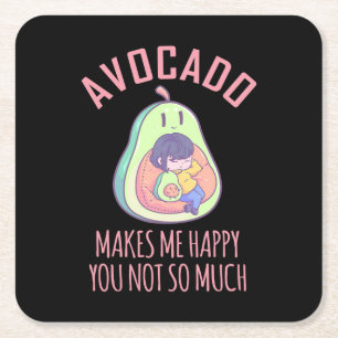 Posavasos Cuadrado De Papel Aguacate me hace feliz