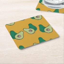 Posavasos Cuadrado De Papel aguacate verde sobre el marrón