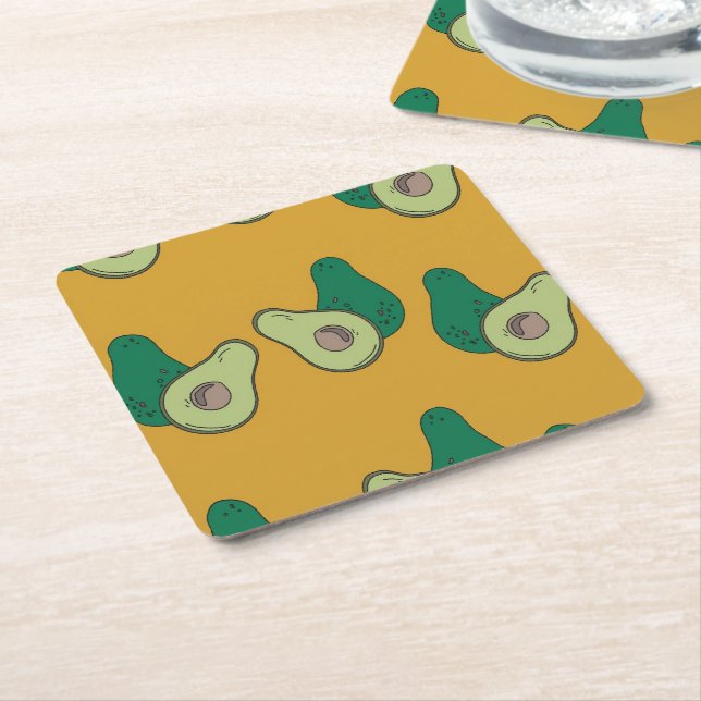 Posavasos Cuadrado De Papel aguacate verde sobre el marrón (En perspectiva)