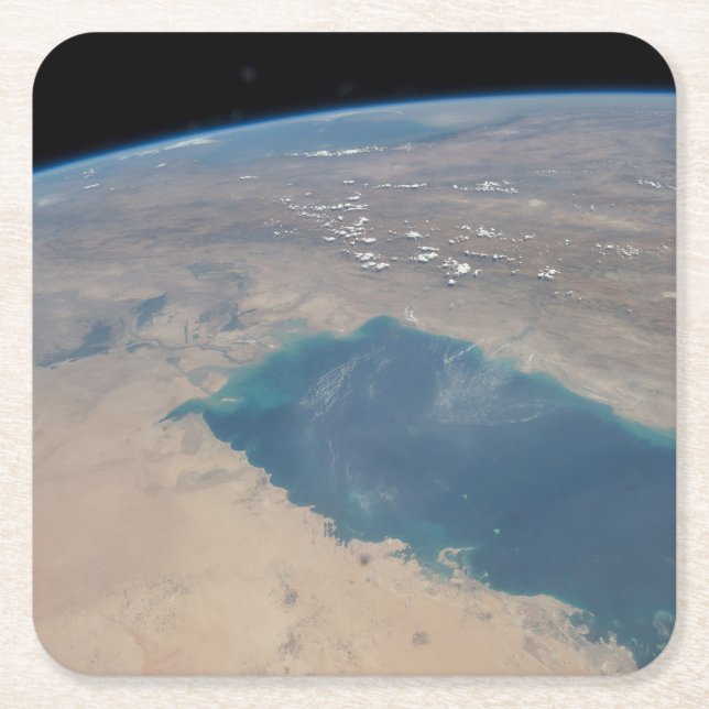 Posavasos Cuadrado De Papel Aguas Azul Tropicales Del Golfo Pérsico. (Anverso)