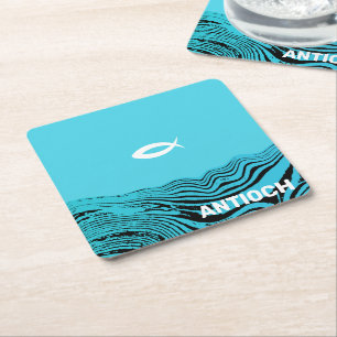 Posavasos Cuadrado De Papel Aguas onduladas Jesús Pescado