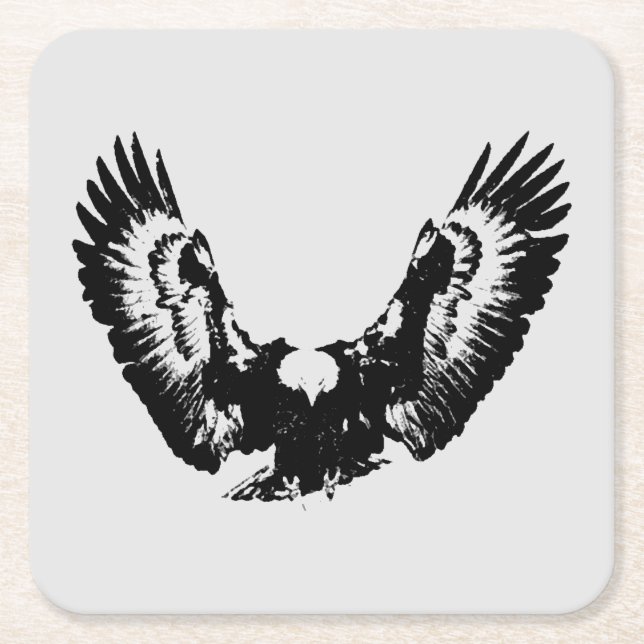 Posavasos Cuadrado De Papel Águila blanca y negra (Anverso)
