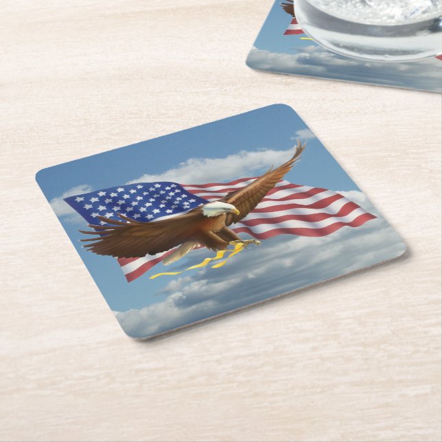 Posavasos Cuadrado De Papel Águila calva americana (En perspectiva)